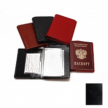 Бумажник водителя с отделением для паспорта кожа черная Grand 02-023-0813
