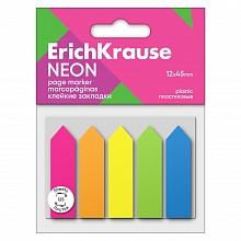 Закладки клейкие 45x12мм 5 цветов по 25л пластиковые Erich Krause Neon Arrows, 61555