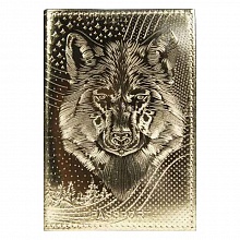 Обложка для паспорта из натуральной кожи золото Волк Металлик Имидж, 1,2-074-247-0
