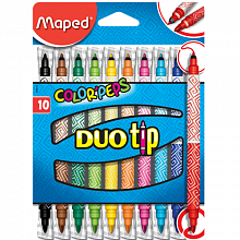 Фломастеры двусторонние 10 цветов MAPED Color Peps DUO Tip 849010