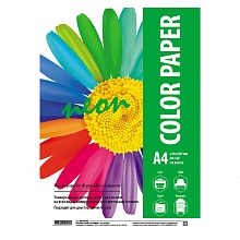 Бумага для офисной техники цветная А4  80г/м2  50л зеленый неон Канцбург Б4-50-НЗ