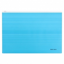 Папка-конверт на молнии А4 180мкм голубая/сиреневая Проф-Пресс, ПК-3043