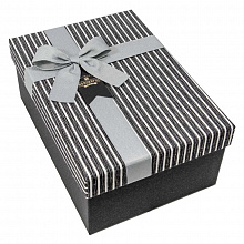 Коробка подарочная прямоугольная  20х14х7,5см черная в полоску Wonderful OMG 720702/7