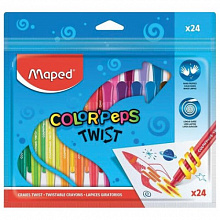Мелки восковые 24 цвета пластиковые MAPED Color Peps Twist 860624