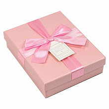 Коробка подарочная прямоугольная  15,5х12,5х4,5см с бантом розовая OMG 720707/2