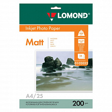 Фотобумага Lomond А4 200г/м2 матовая двусторонняя 25л для струйной печати 0102052