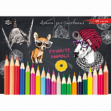 Альбом для рисования А4 40л Проф-Пресс Цветные карандаши и животные 40-6200