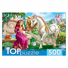 Пазлы   500 элементов TOPpuzzle Принцесса и единорог, ХТП500-4131