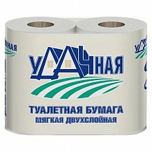 Бумага туалетная двухслойная  4 рулона белая Удачная Linia VEIRO, 1C24Y