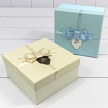 Коробка подарочная квадратная 15х15х6,5см For you с бантом OMG, 7201530/4