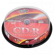 Диск CD-R 52x  10шт (цена за шт) VS Cake Box VSDVDPRCB1001 511541
