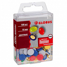 Кнопки канцелярские 10мм 100шт цветные Globus, К10-100Ц
