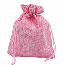 Мешок для подарков 12х15см искусственный лен розовый OMG 000809H/7
