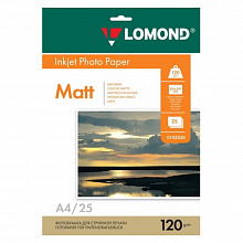 Фотобумага Lomond А4 120г/м2 матовая 25л для струйной печати, 0102030