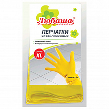 Перчатки латексные XL Любаша с х/б напылением, желтые 603786