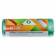 Пакет для мусора  30л рулон 30шт ПНД 6мкм биоразлагаемые зеленые EuroHouse, 9078