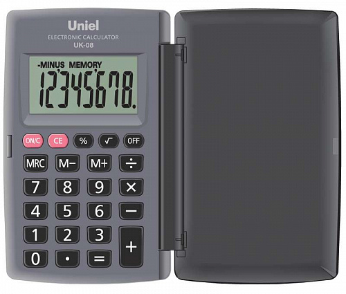 Калькулятор карманный  8 разрядов UNIEL UK-08 с боковой крышкой