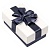 Коробка подарочная прямоугольная  15,5х9х5,8см с двойным бантом Белый/Синий OMG 720691/5