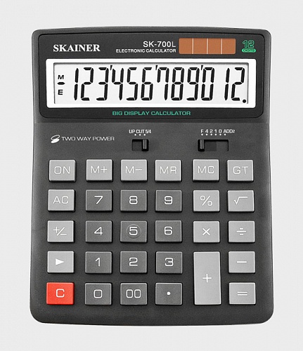 Калькулятор настольный 12 разрядов черный SKAINER SK-700L большой бухгалтерский