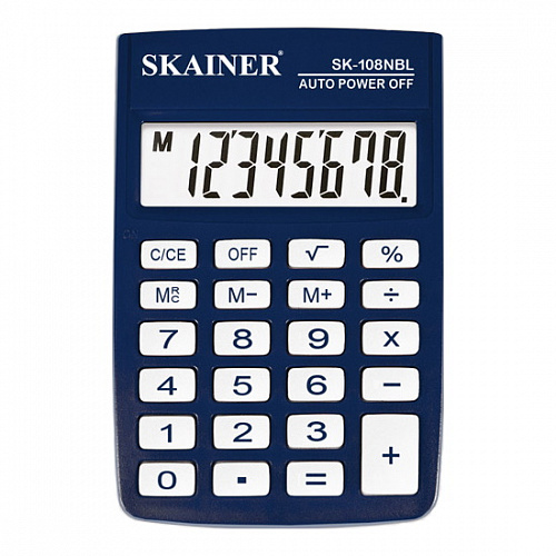 Калькулятор карманный  8 разрядов синий SKAINER SK-108NBL