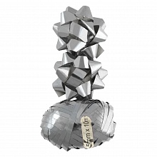 Набор для оформления подарков 2 банта и 1 лента серебро Феникс-Презент, 83008