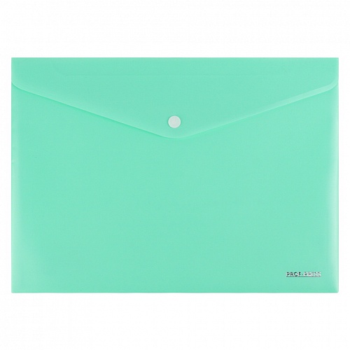 Папка-конверт с кнопкой А4 180мкм зеленая Проф-Пресс, ПК-3026