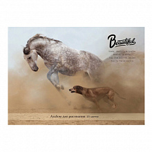 Альбом для рисования А4 20л склейка Проф-Пресс Лошадь и собака мелованный картон 20-1264