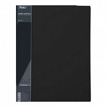 Папка с боковым прижимом А4 17мм внутренним карманом черная Hatber Standart, AC4_00101