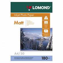 Фотобумага Lomond А4 180г/м2 матовая 50л для струйной печати, 0102014