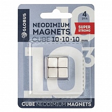 Магниты 10х10х10мм 4шт куб неодимовые Globus, МН10