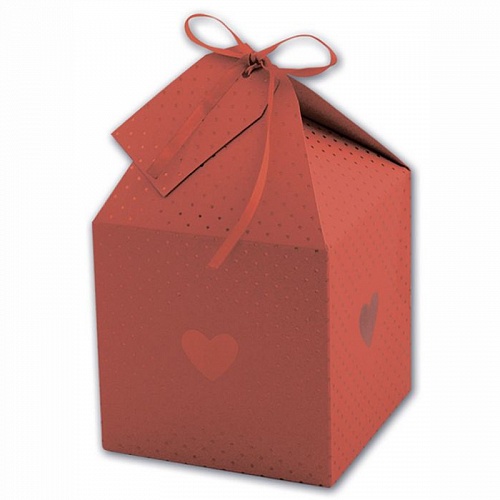 Коробка подарочная куб  13х13х13см Сердце на красном атласная лента Феникс 45854