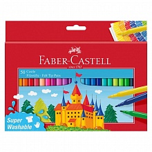 Фломастеры 50 цветов Faber-Castell Замок смываемые 554204