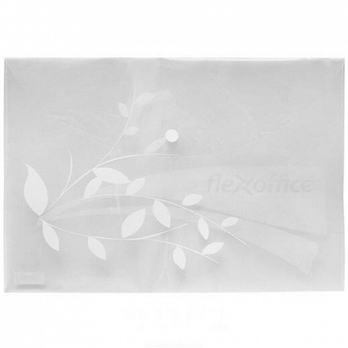 Папка-конверт с кнопкой А4 пластик 0,12мм прозрачная FlexOffice FO-CBF02