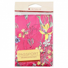 Обложка для паспорта Доминанта Butterfly кожзам розовая, IPC015/berry