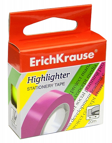 Клейкая лента цветная 18мм х20м 0,05мм Highlighter Erich Krause, 40200