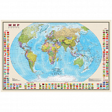 Карта Мира Политическая масштаб 1:30м с флагами ламинированная 638