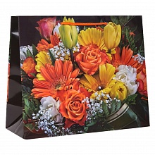 Пакет подарочный 260х320х120мм Праздничный букет цветов MILAND ППК-7455