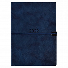 Ежедневник датированный 2022г А5 176л Синий кожзам тиволи на резинке Escalada ФЕНИКС 57499
