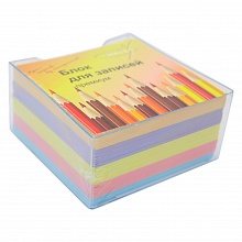 Блок для записи  9х9х4,5см цветной, пластиковый бокс Экстра Крис КУЭ-4Б