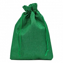 Мешок для подарков 14х20см искусственный лен зеленый OMG 000809G/3