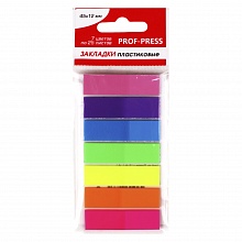 Закладки клейкие 45х12мм 7 цветов по 25л пластиковые Проф-Пресс, ЗС-1873
