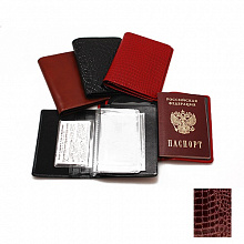 Бумажник водителя с отделением для паспорта кожа кайман коричневый Grand 02-023-3223