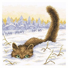 Мозаика алмазная 38х48см Кот в снегу BrilliArt, МС-033