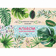 Альбом для рисования А4 40л скоба Тропические листья Проф-Пресс, 40-4550