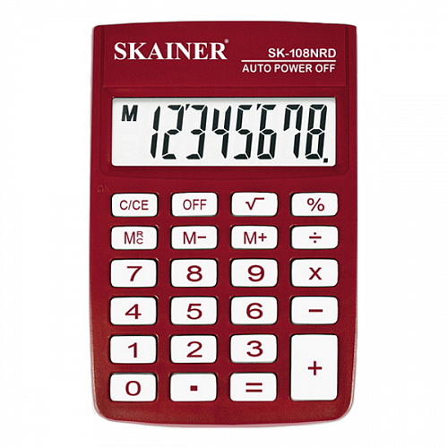 Калькулятор карманный  8 разрядов красный SKAINER SK-108NRD