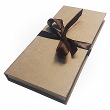 Коробка подарочная для денег 17,2х8,3х1,6см коричневая с бантом Д10303П.026
