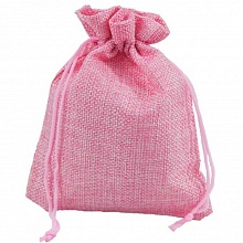 Мешок для подарков 14х20см искусственный лен розовый OMG 000809G/7