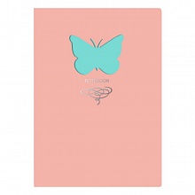 Записная книжка А5  80л Листофф Butterfly розовая искусственная кожа тиснение фольгой, КЗБФЛ5802929