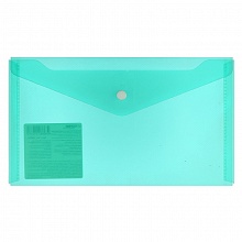Папка-конверт с кнопкой 232х132мм прозрачная зеленая Expert Complete Classic travel 220574