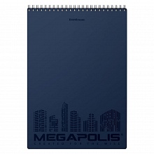 Блокнот А4  80л спираль клетка с пластиковой обложкой синий Megapolis Erich Krause, 45950